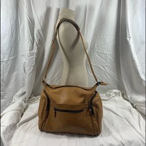 Vintage TUMI natural tan leather large duffle travel bag carryall